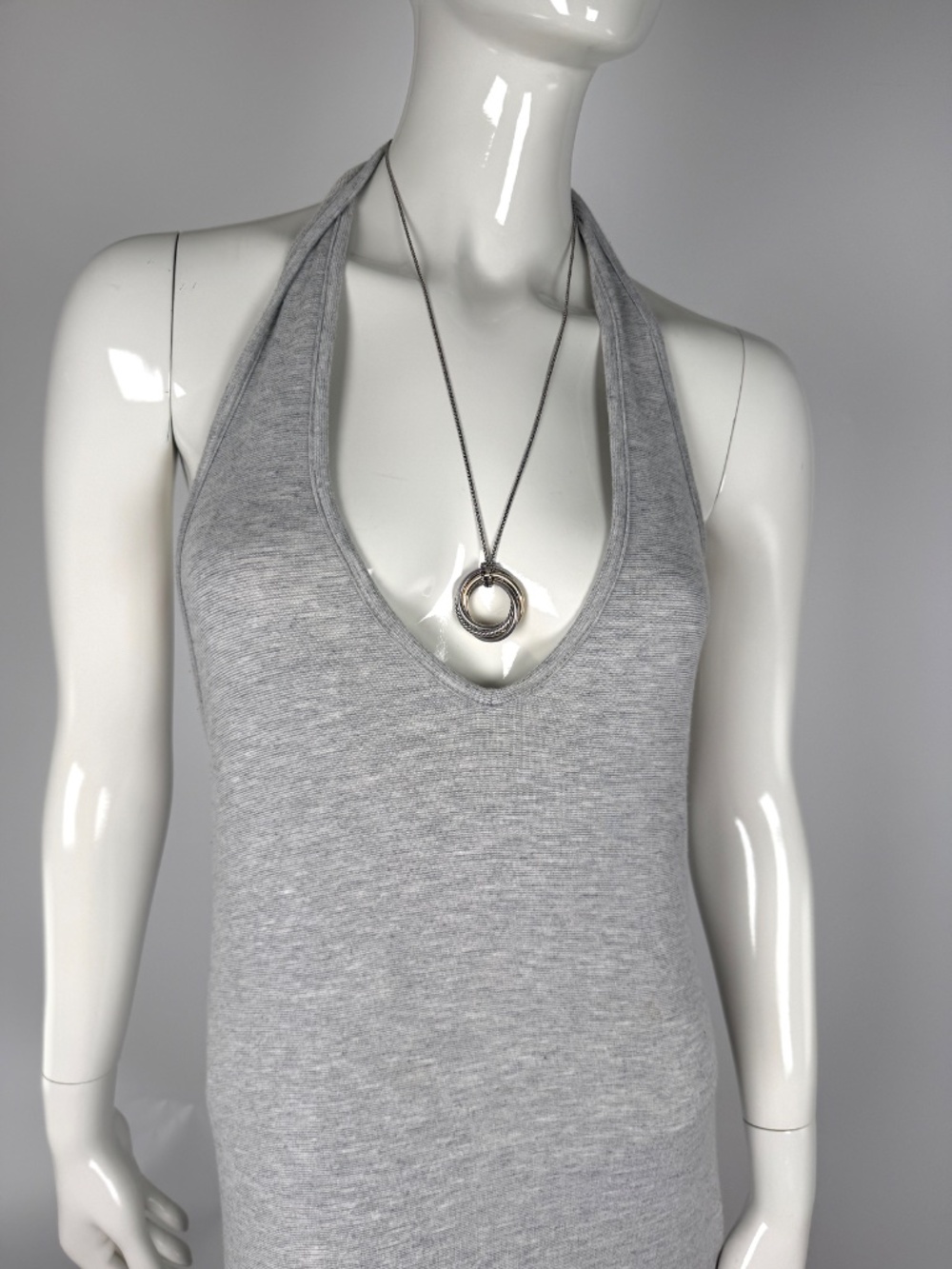 DAVID YURMAN Cable Crossover Two Tone Silver 14k Gold Long Pendant Necklace - Picture 2 of 11